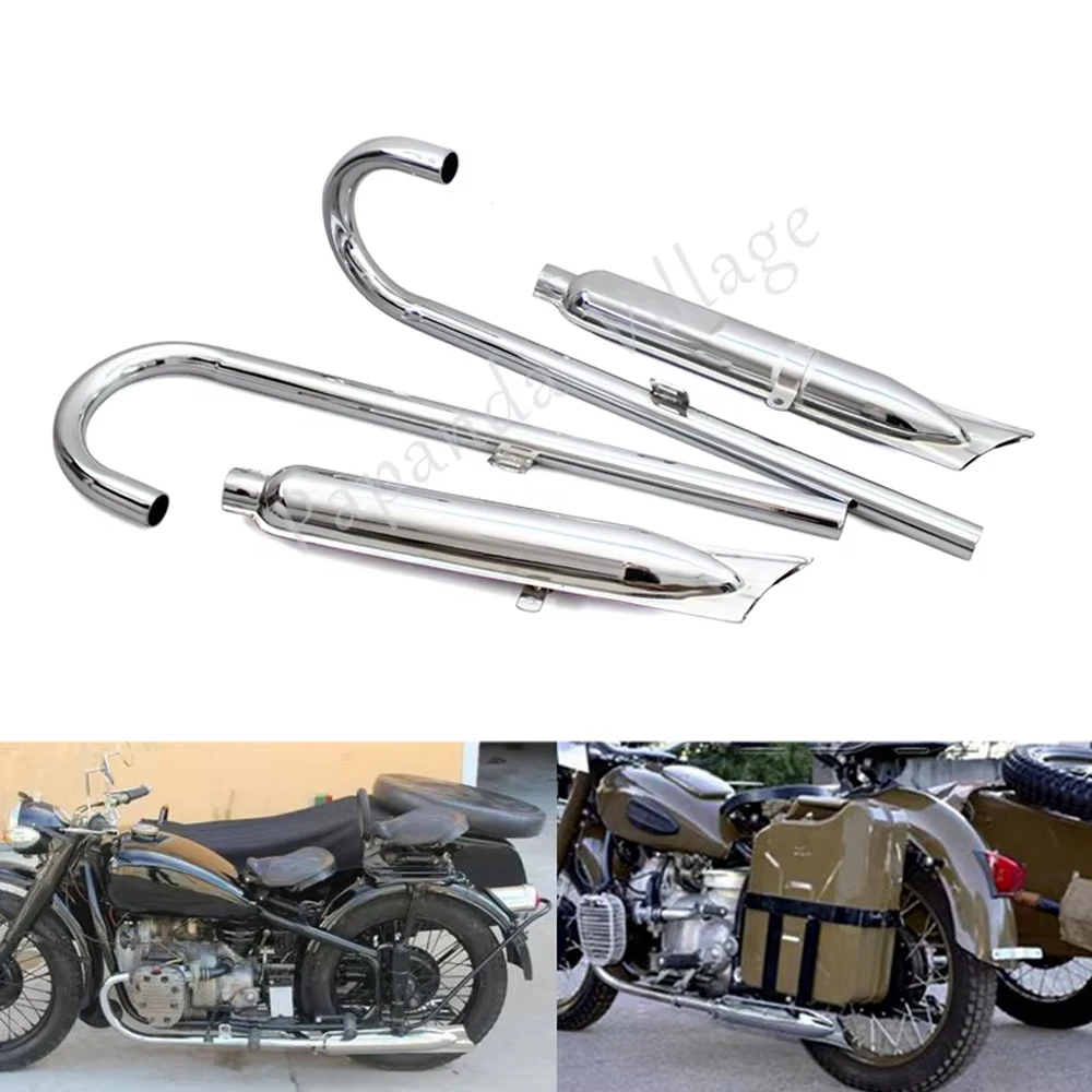 

For BMW Ural K750 M1 M72 R71 R12 and Dnepr MT12 Side Car Stainless Steel Chrome Exhaust Muffler Pipes 24HP Tube Engine Parts