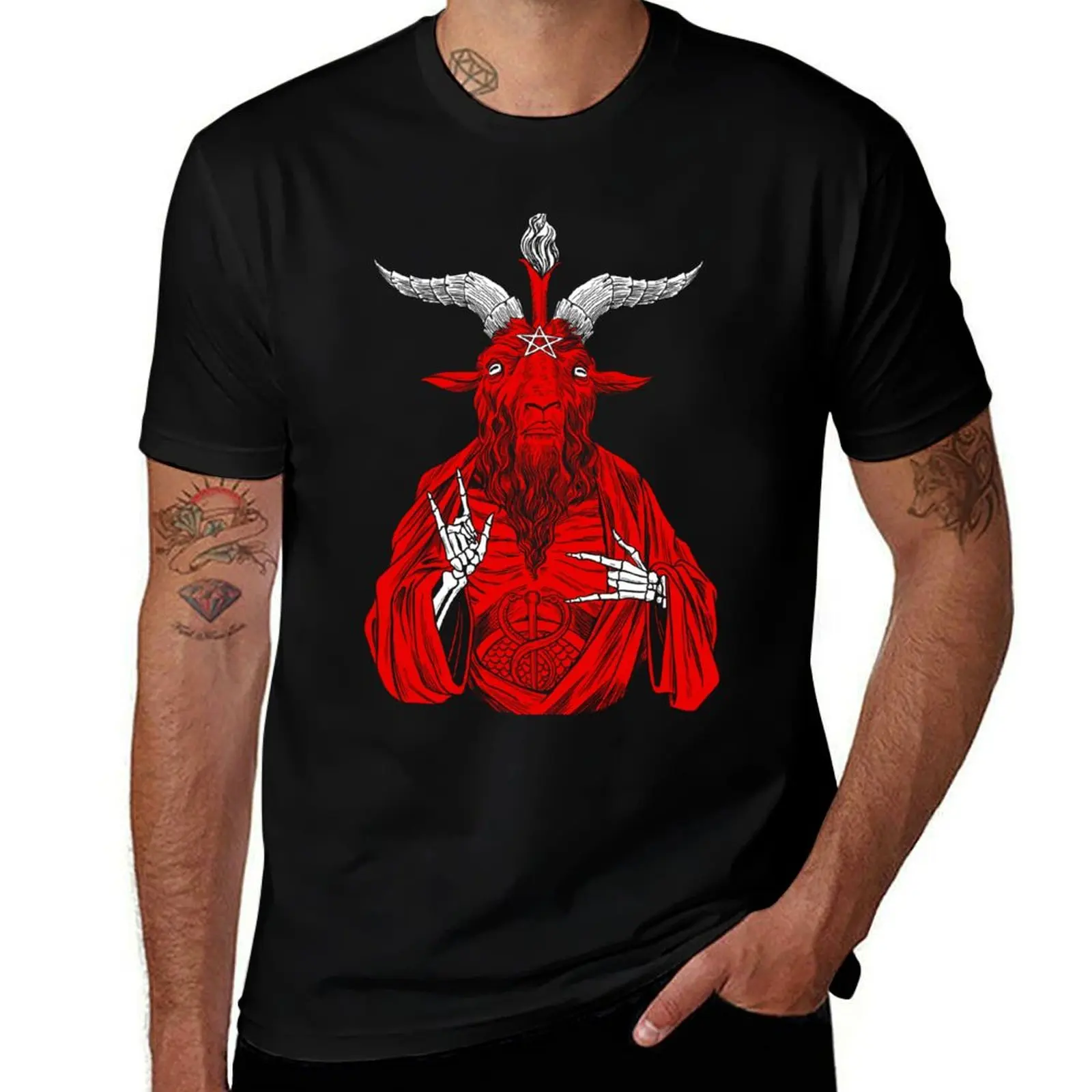 Blackcraft AntiChrist Goat Satan Baphomet Witchcraft Occult anti Christian Pagan Goat Satan T-Shirt kawaii clothes mens clothing