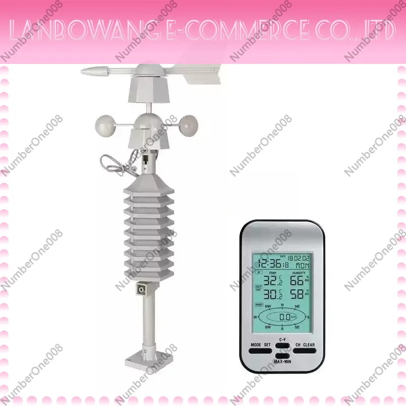 Suitable for Wireless Weather Station Clock Dual Hanging Wind Speed Sensor LCD Display, External Wind Speed Direction