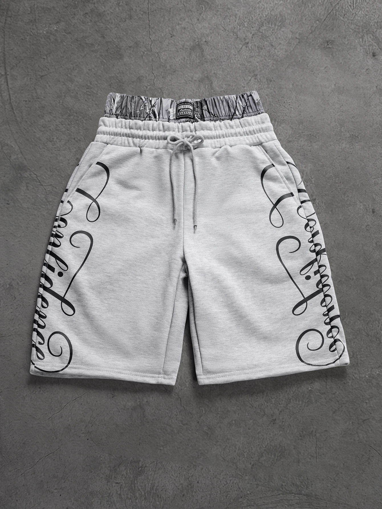 Herren Oversize Streetwear Shorts Marke Dual Waist Cursive Letter Print Polyester Schwarz Mehrfarbig Shorts S-2XL Alle Größen 1 Stück – Detail 9