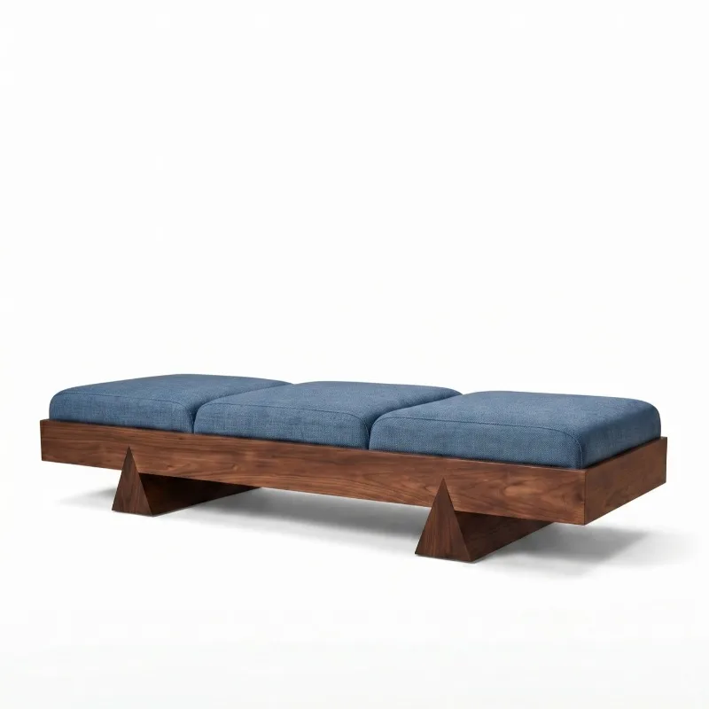 medieval solid wood fabric bench, bedroom bedside stool, designer model room rest sofa home shoe changing stool