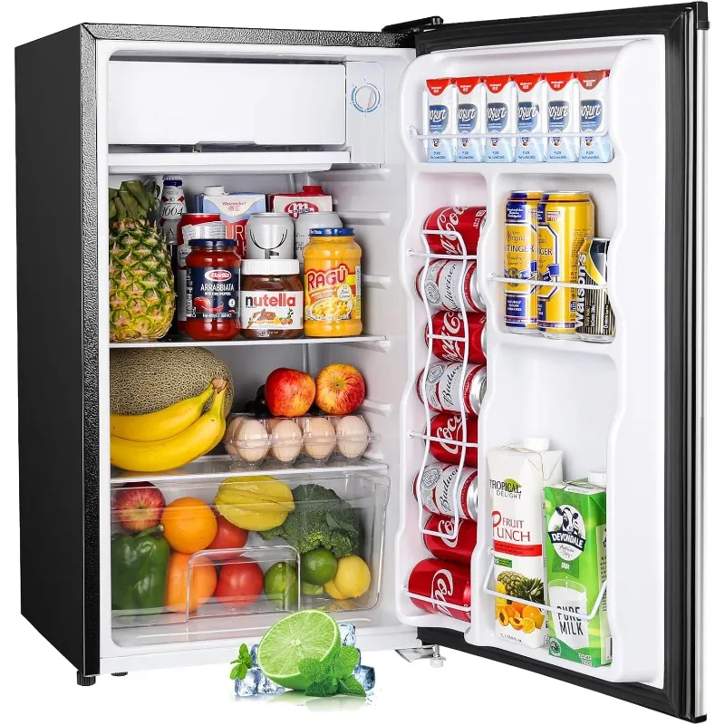 

Мини-холодильник Upstreman 3,2 куб. фута с морозильной камерой, мини-холодильник с одной дверью, холодильник для общежития, регулируемый термостат, мини-холодильник