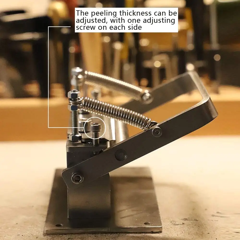 Macchina per sbucciare la pelle regolabile Macchina per sbucciare la pelatura in acciaio inossidabile 304 Strumento per la lavorazione della pelle fai-da-te per diradare