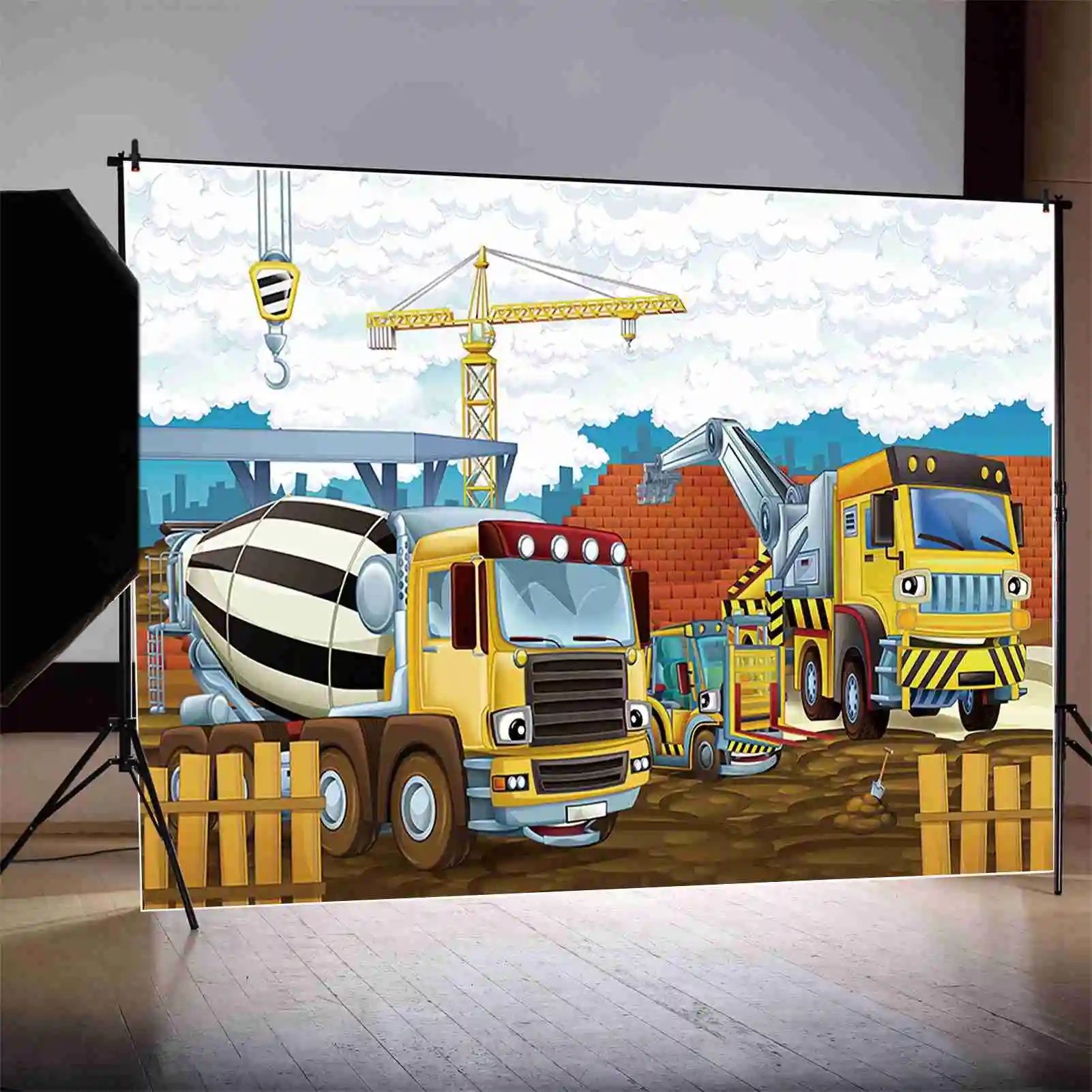 MOON.QG-Desenhos Animados Fotografia Fundos, Fotografia Backdrops, Birthday Party Decor, Photozone, Estúdio Photobooth Props, Local de construção, Criança