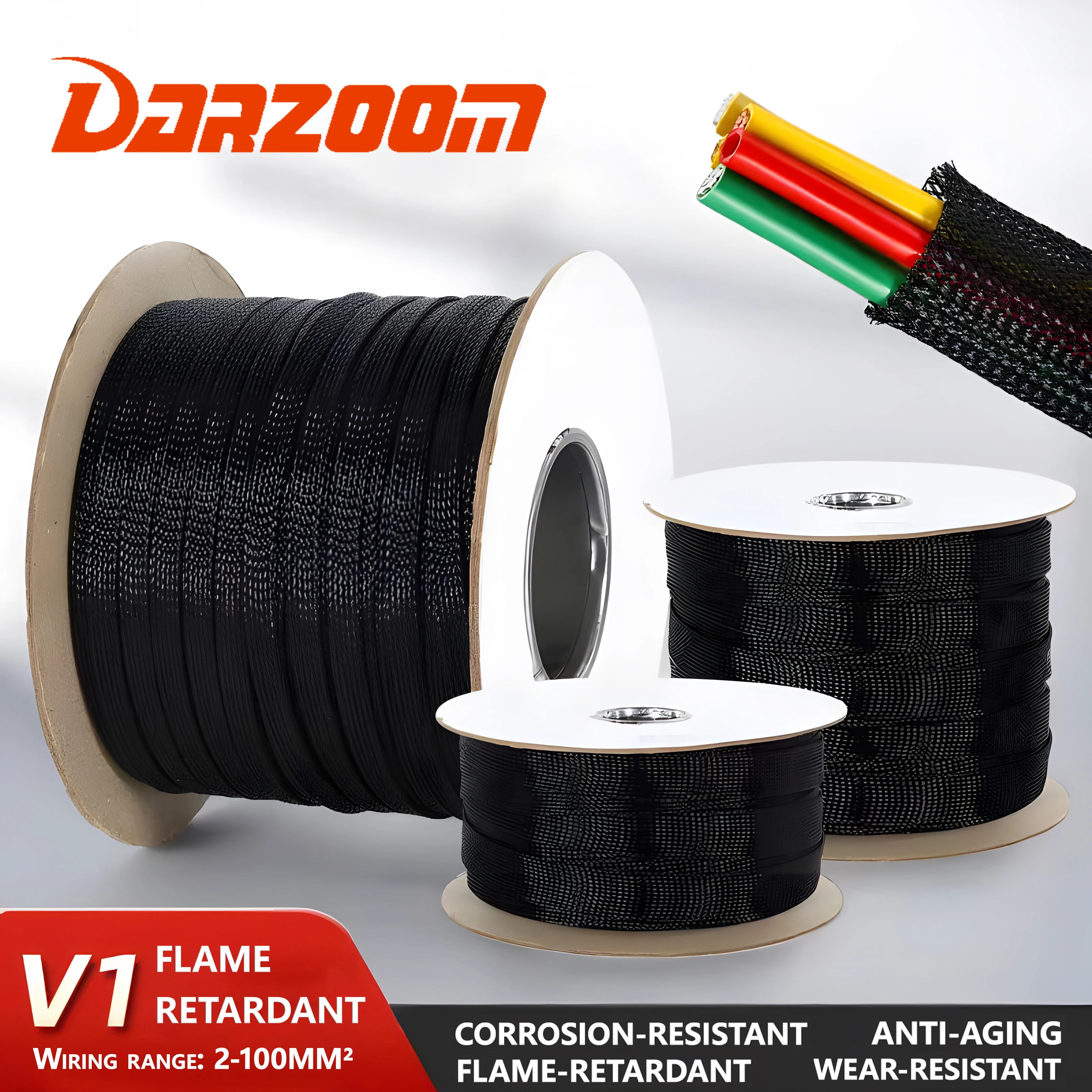 

Прямая поставка, 1/5/10/50/м, черная изолированная оплетка, 4/6/8/10/12/14/20/25 мм, плотный ПЭТ-провод, кабельный ввод, защитный кабельный рукав