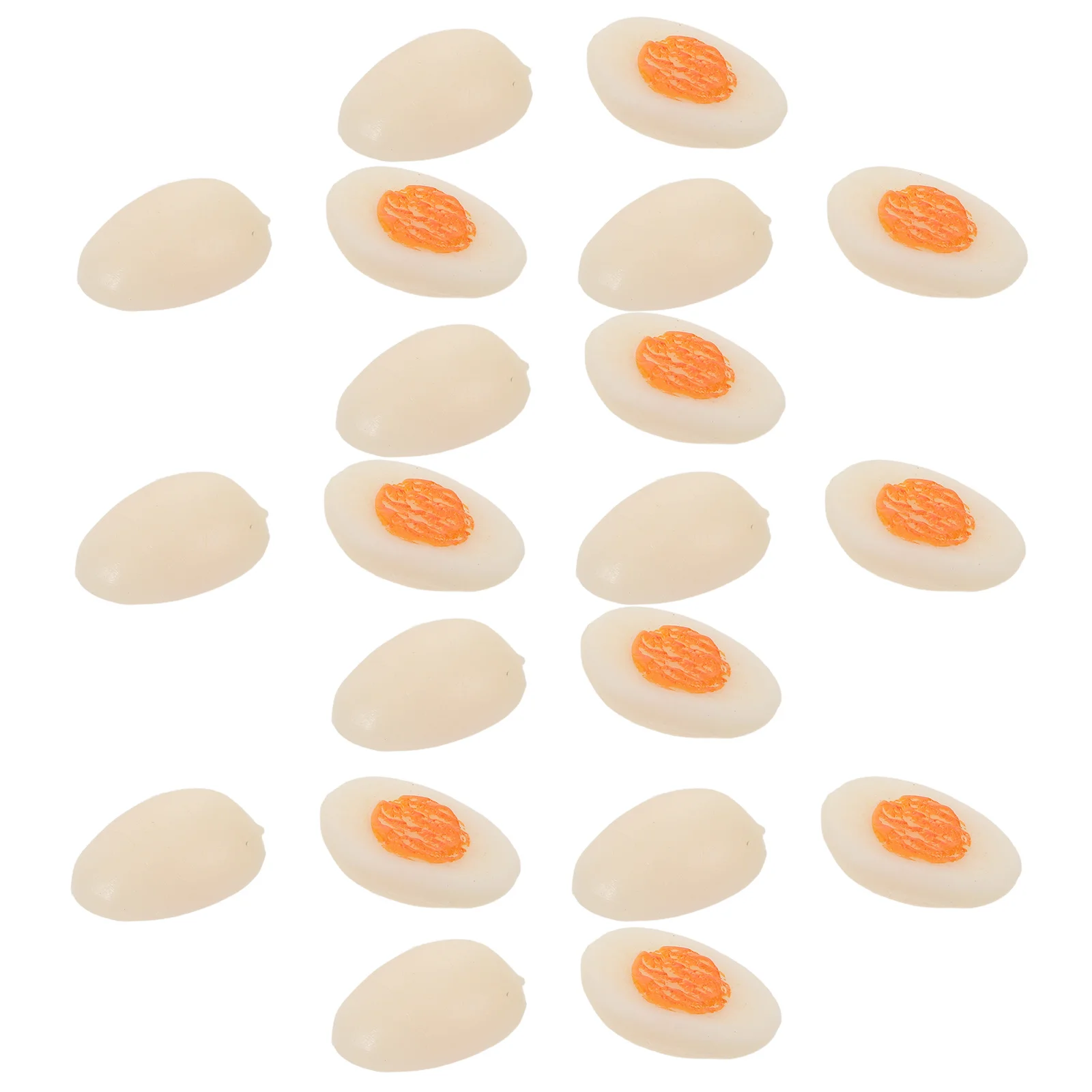 30 قطعة من البيض المسلوق الصناعي المصغر، تصميم واقعي، دعائم المطبخ الصغيرة المحاكاة التعليمية للطعام