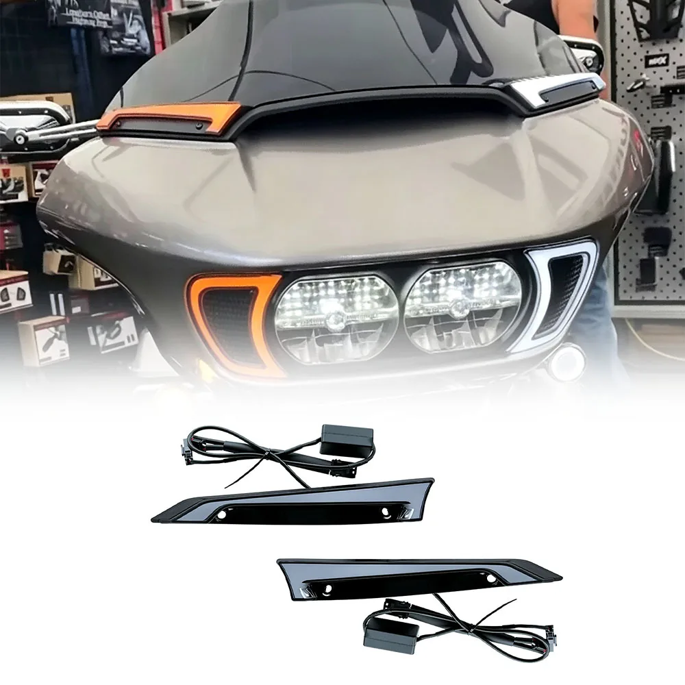 Windshield Turn Signal Light Bar Dual Function DRL & Indicator Lamp Motorcycle Accessories For Harley Touring Road Glide 15-23