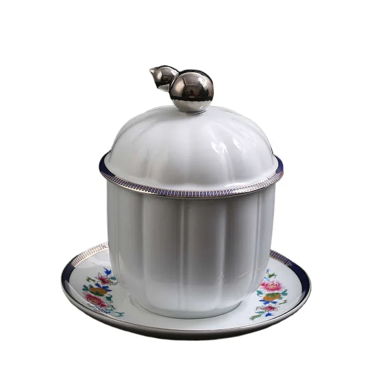 

Керамическая чашка для супа с двойной крышкой, элитная чашка для отеля, клуба, ресторана, креативная водонепроницаемая чашка для тушения на одного человека