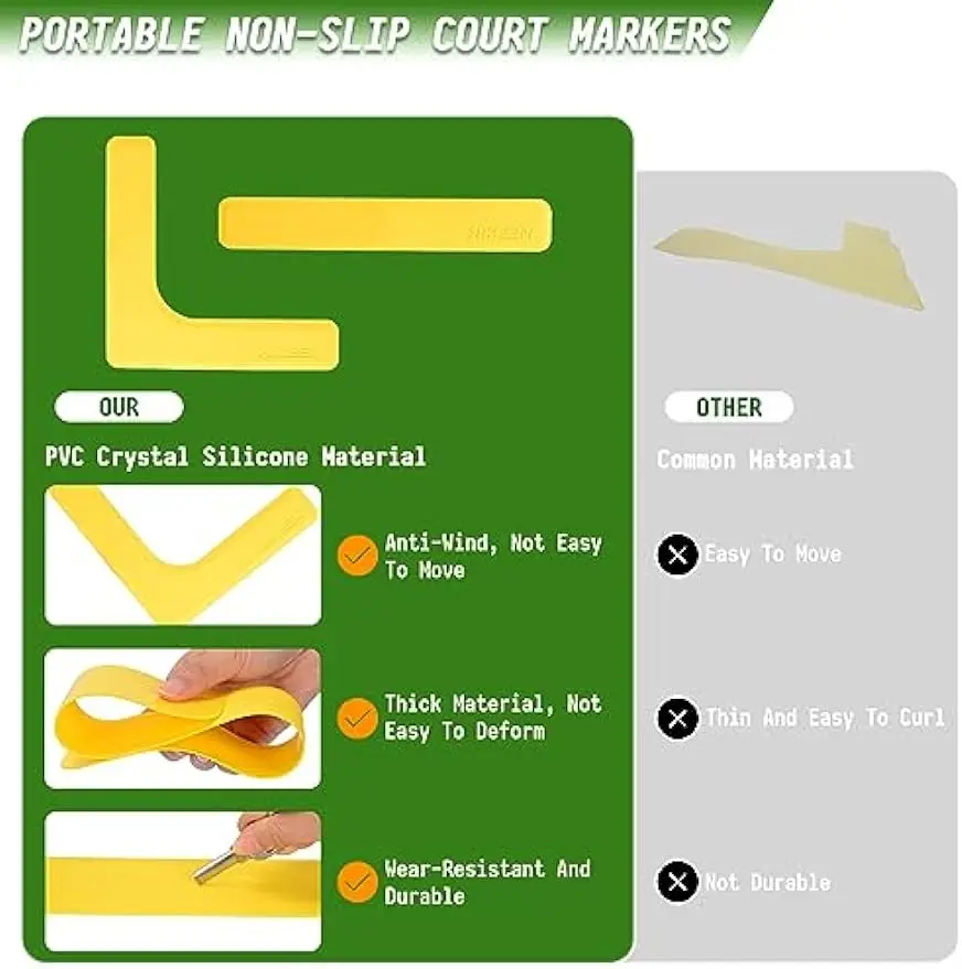 28Pcs Pickleball Court Lines Marker Kit Anti-Slip and Wind-Resistant Throw Down Markers , Net Court for Outdoor Indoor Court