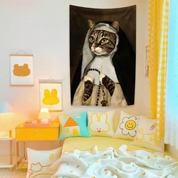 XxDeco Kawaii Animal Tapestry Funny Cat Home Decoration Bohemian Wall Hanging Dormitory Background Cloth Sofa Blanket Beach Mat