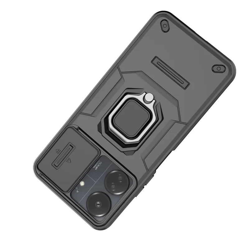 Para Xiaomi Redmi 13C funda protectora para cámara deslizante armadura funda de teléfono para Poco C65 PocoC65 C 65 cubierta de anillo de soporte magnético Redmi13C 13 C