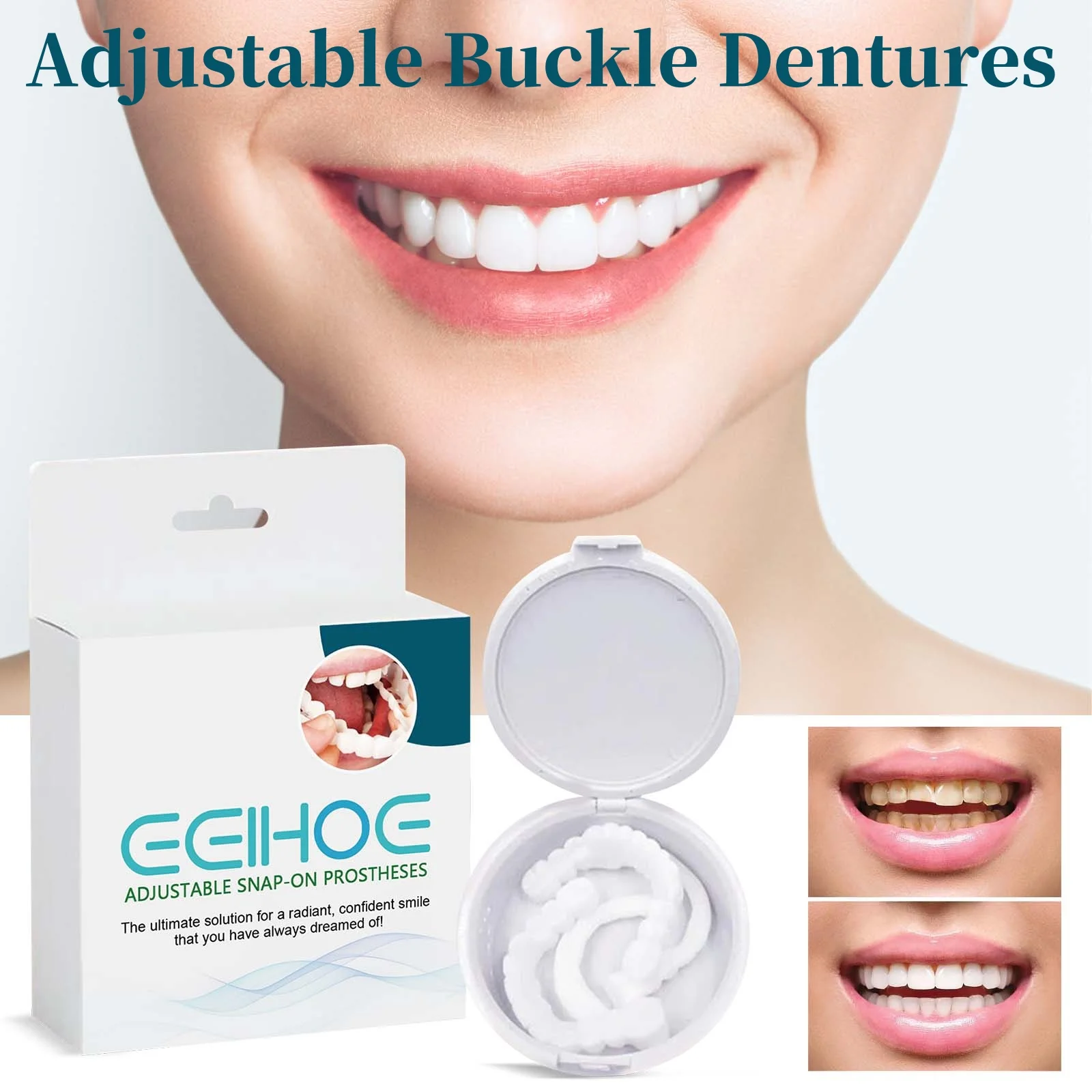 Adjustable Buckle Dentures Decorate Teeth Fill Gaps Correct Teeth Easy To Use. Suitable For Both Men And Women. Sentures Kit