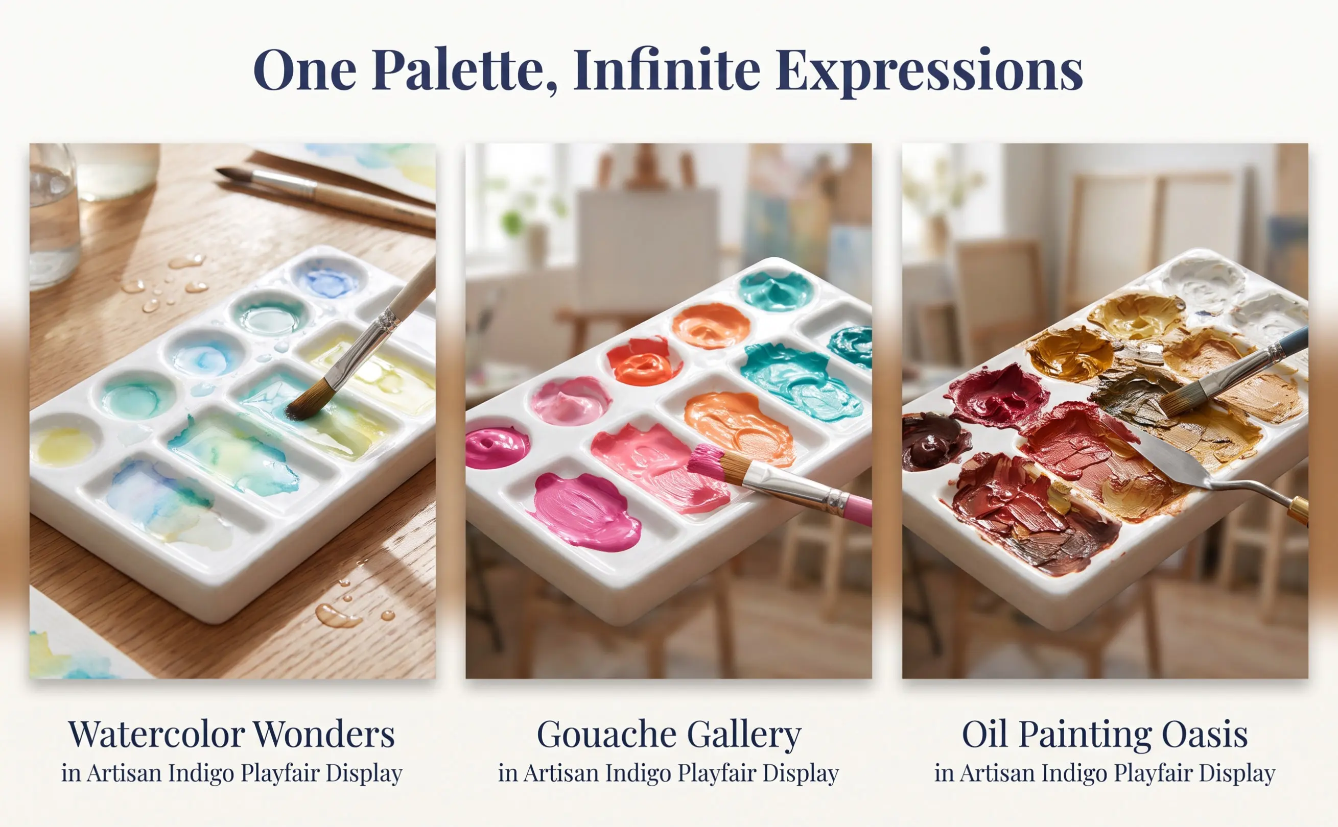 10-Well Rectangular Plastic Palette White for Watercolor Gouache Acrylic Oil Painting Easy Clean Porcelain Look Professional