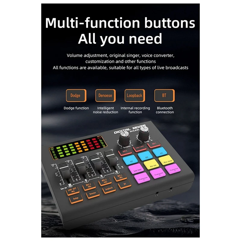 SX10 Mixer Live Sound Card Mobile Computer Game Recording Live Microphone Karaoke Instrument Dedicated Audio Console