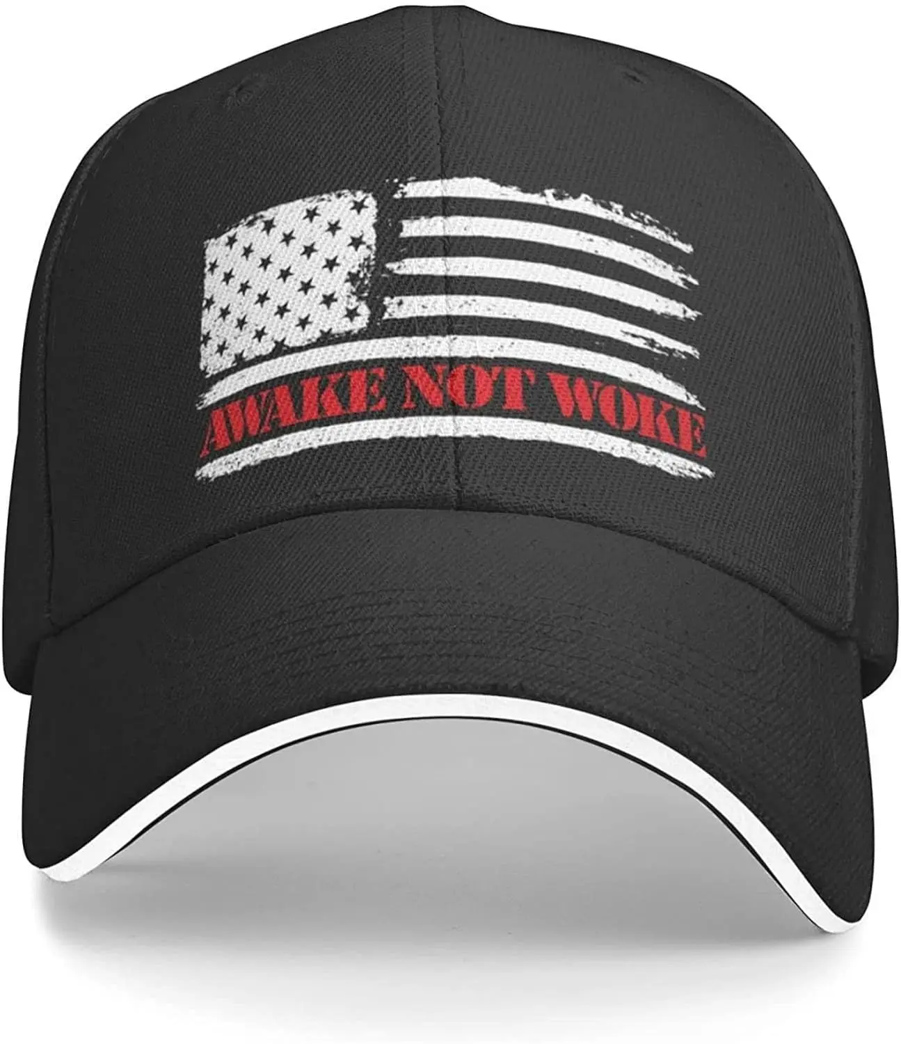 Vintage Baseball Cap for Men Women Awake Not Woke Anti Censorship American Flag Awake Dad Hat Adjustable Black