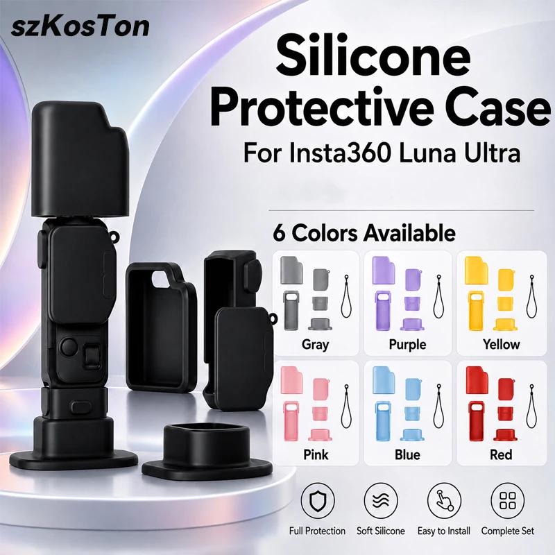 Protective Case For Insta360 Luna Ultra Silicone Cover Anti Scratch Dustproof Washable Camera Body Lens Screen Guard Accessory