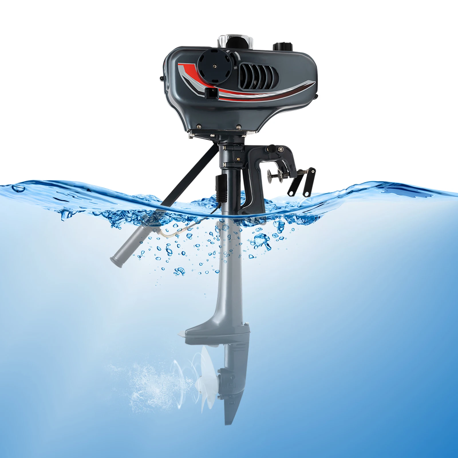 

Outboard Motor, Gasoline Outboard Motor, 3.5HP 2-Stroke CDI Ignition Boat Engine with 180° Steering and Tilt Function for Fishing Boat Kayak