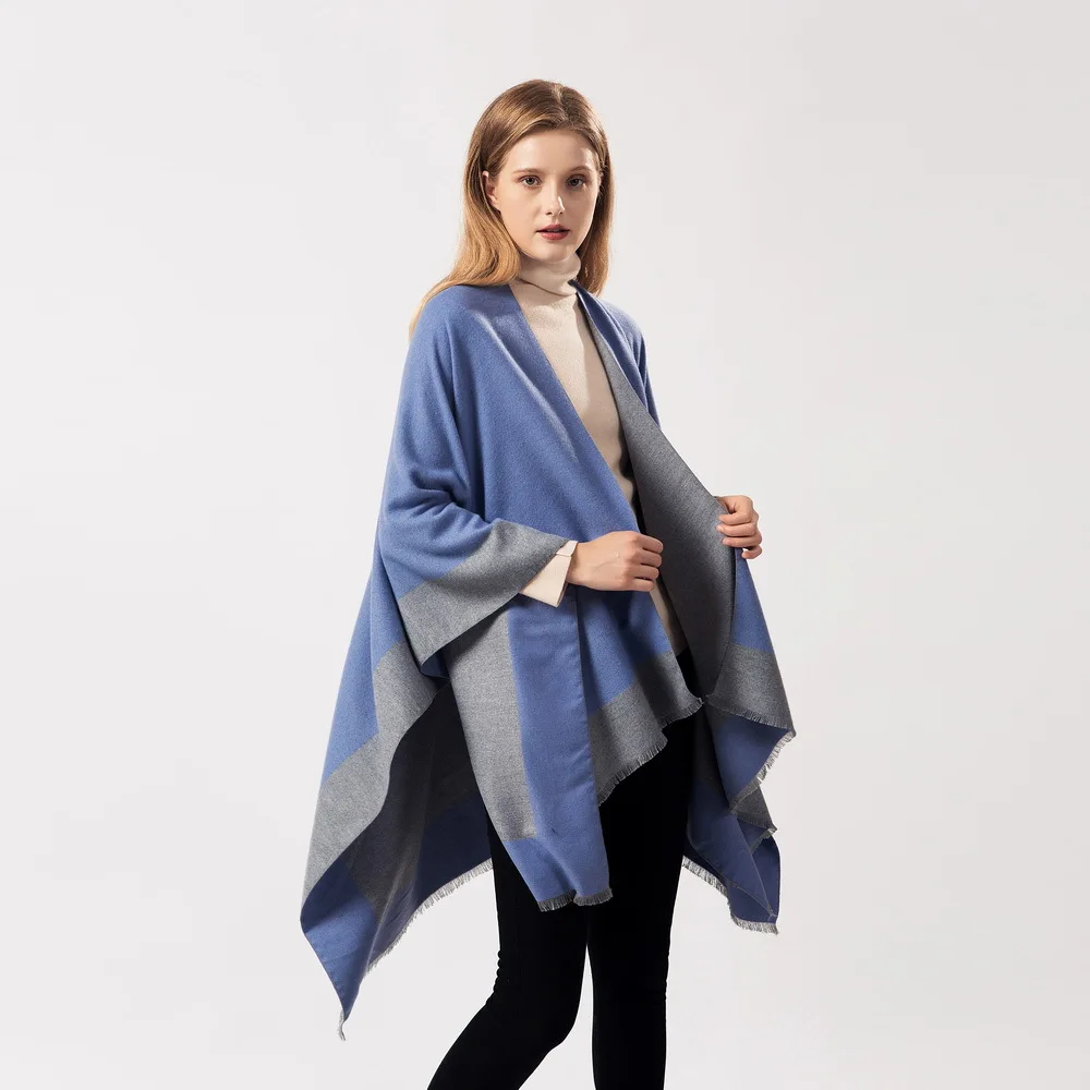 Autumn Winter European American Street Women Scarf Versatile Warm Tassel Air conditioning room Shawl Lady Cloak Ponchos Capes 2