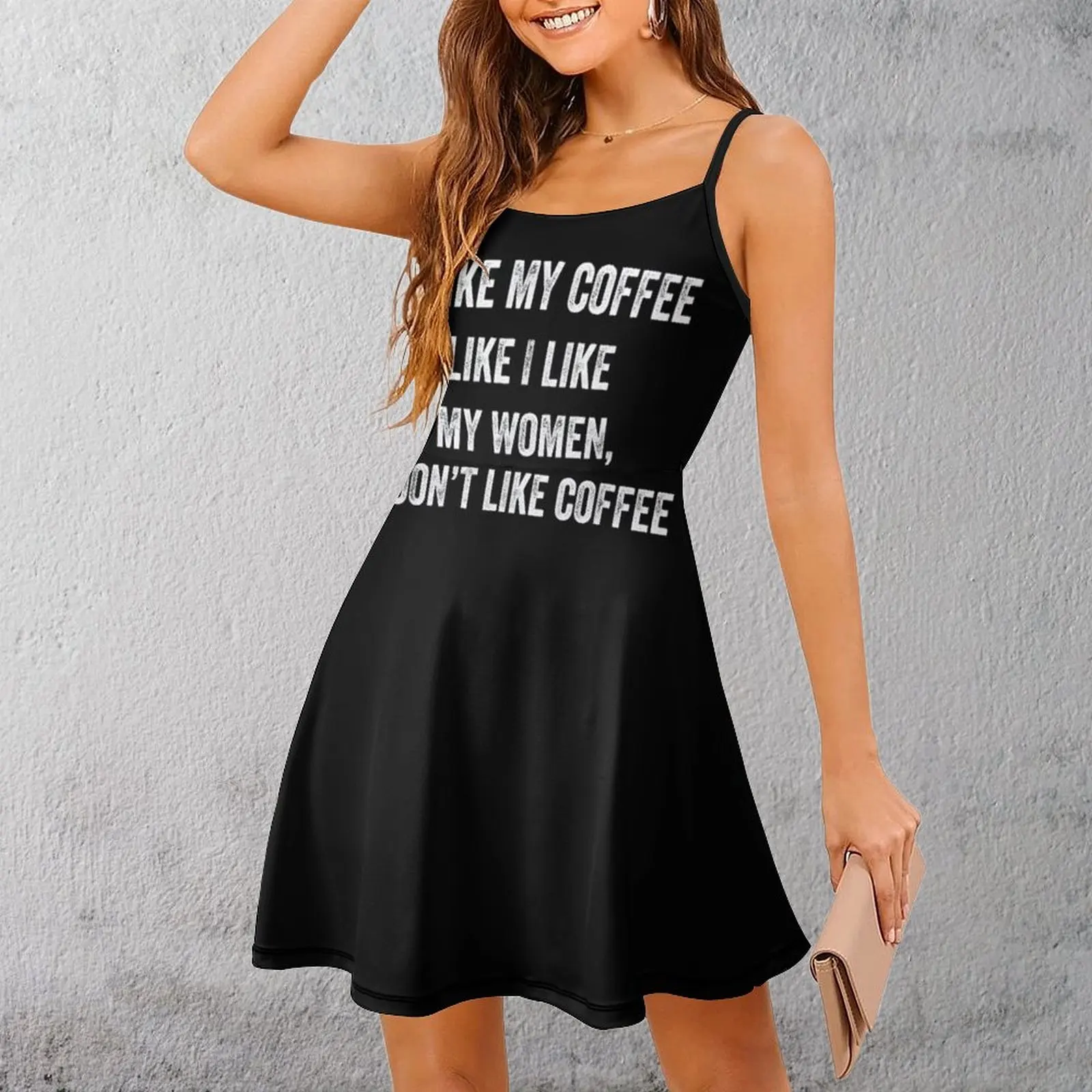 

Кофейное женское платье с цитатой предположения, забавное экзотическое женское платье, женское платье на бретельках, забавное коктейльное платье на подтяжках