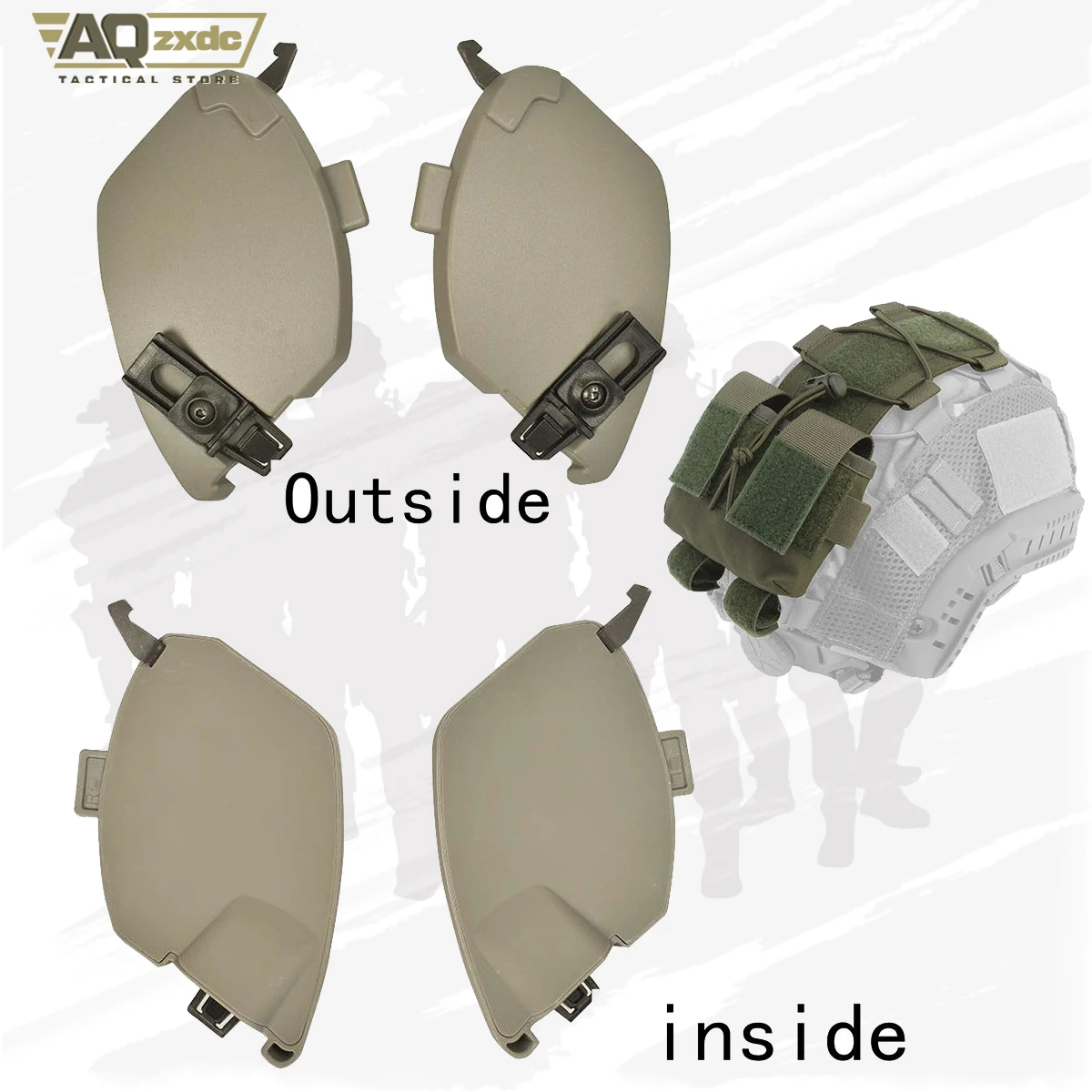 Casco airsoft con raíl y correa barbilla ajustable, protección oídos