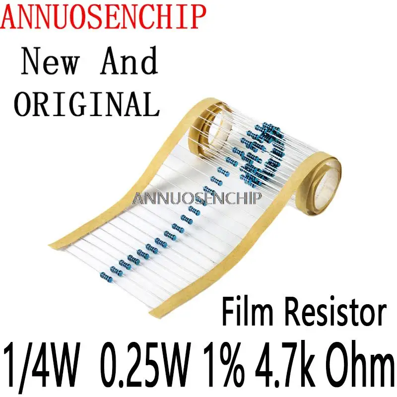 

100PCS New and Original 4.7k Ohms 4.7k Metal Film Resistor ROHS 1/4W 0.25W 1% 4.7k Ohm