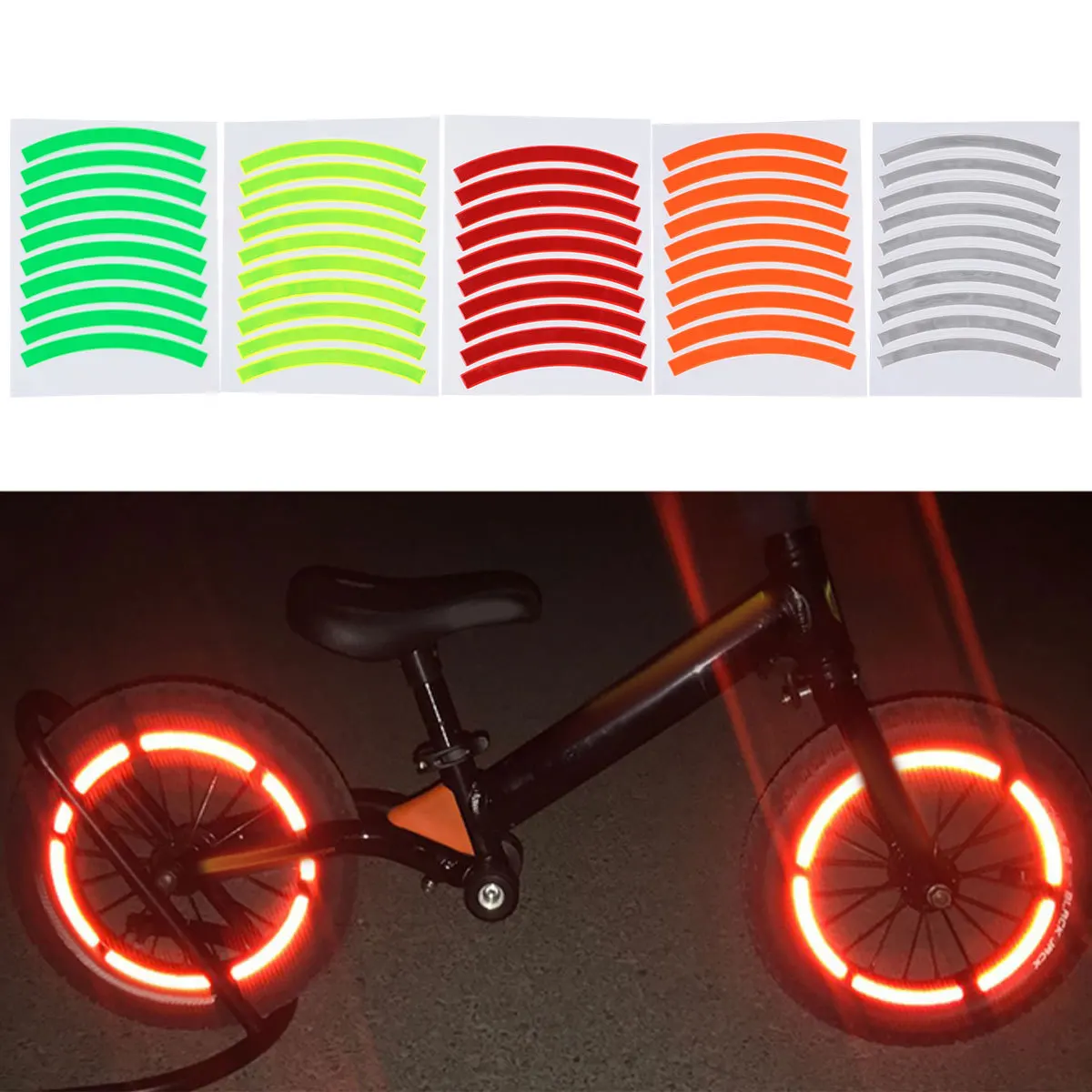 

5Pcs Bike Reflective Sticker Tape High Brightness Bendable No Residue Reflective Warning Strips for Cycling Safety Gear