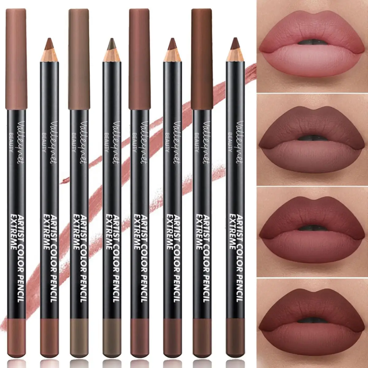 2pcs Lip Liner Makeup Duo:long-lasting,waterproof Matte Formula Is Gentle on Sensitive Skin and Ideal for Light Beige Tones