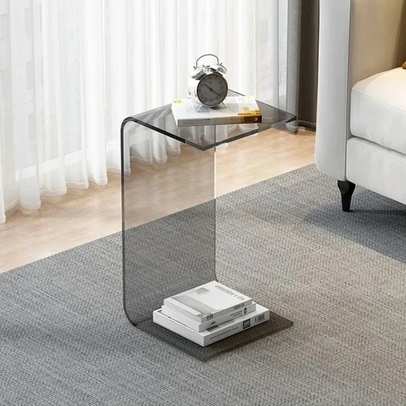 Nordic Light Luxury Acrylic Sofa Side Small Table Simple Living Room Tea Table Bedroom Transparent Corner Tables Mesa De Centro