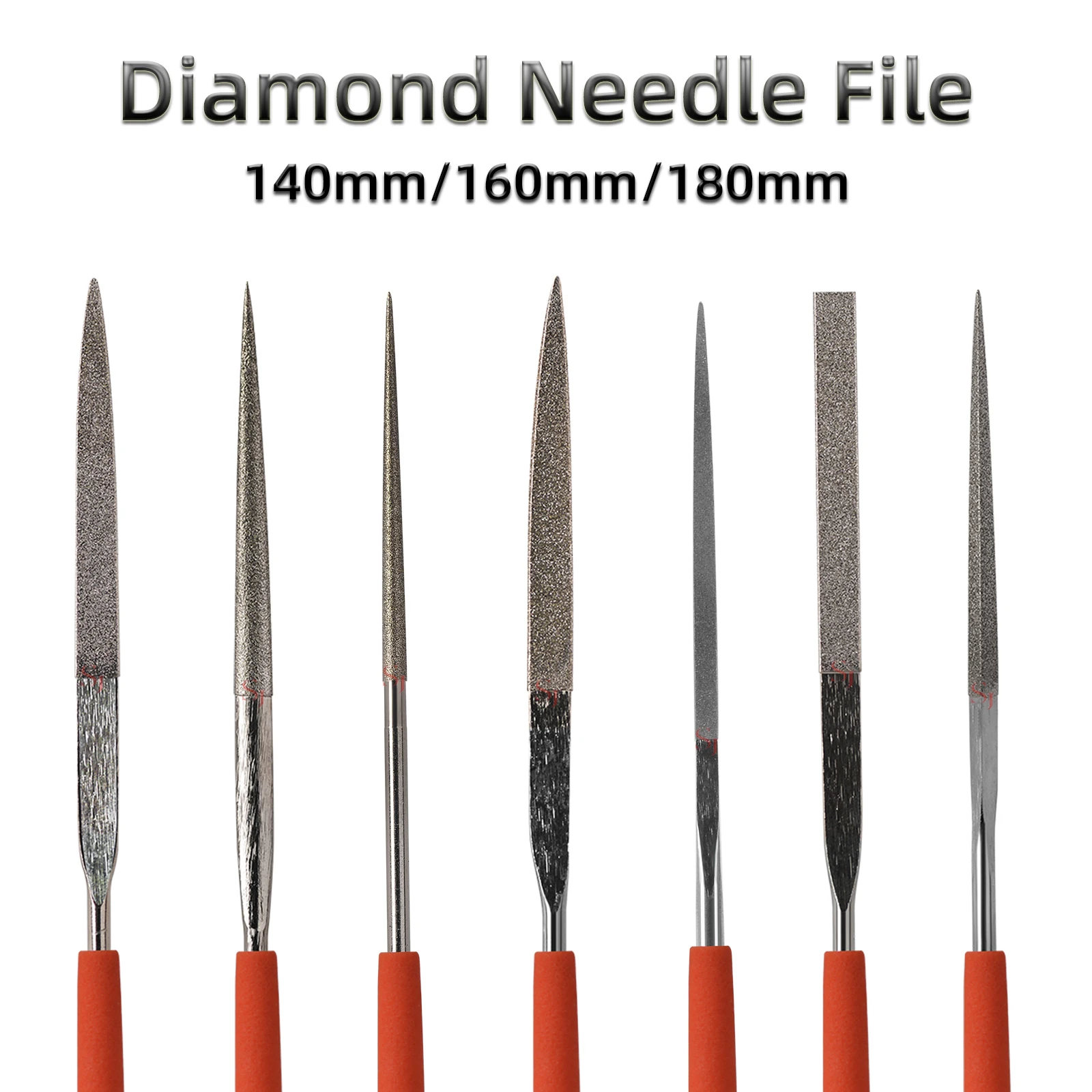 140mm/160mm/180mm Diamond Needle Files Hand Tool For Grinding Stone Jade Mold Ceramic Glass Wood DIY Carving Repair Tool