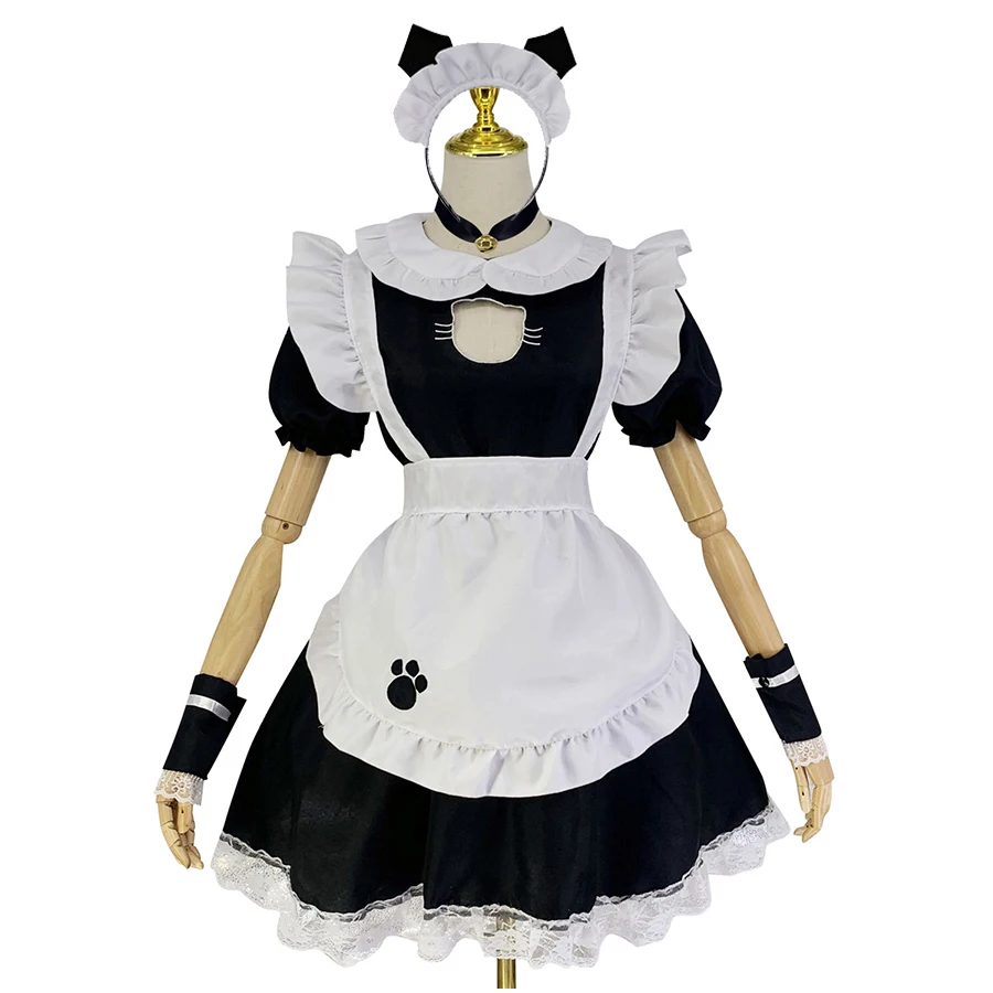 Sexy Black Cat Girl Maid Dress Cute Lolita Dress Kawayi Cat Maid Cosplay Costumes Women Fancy Dress Party Stage Maid Outfits