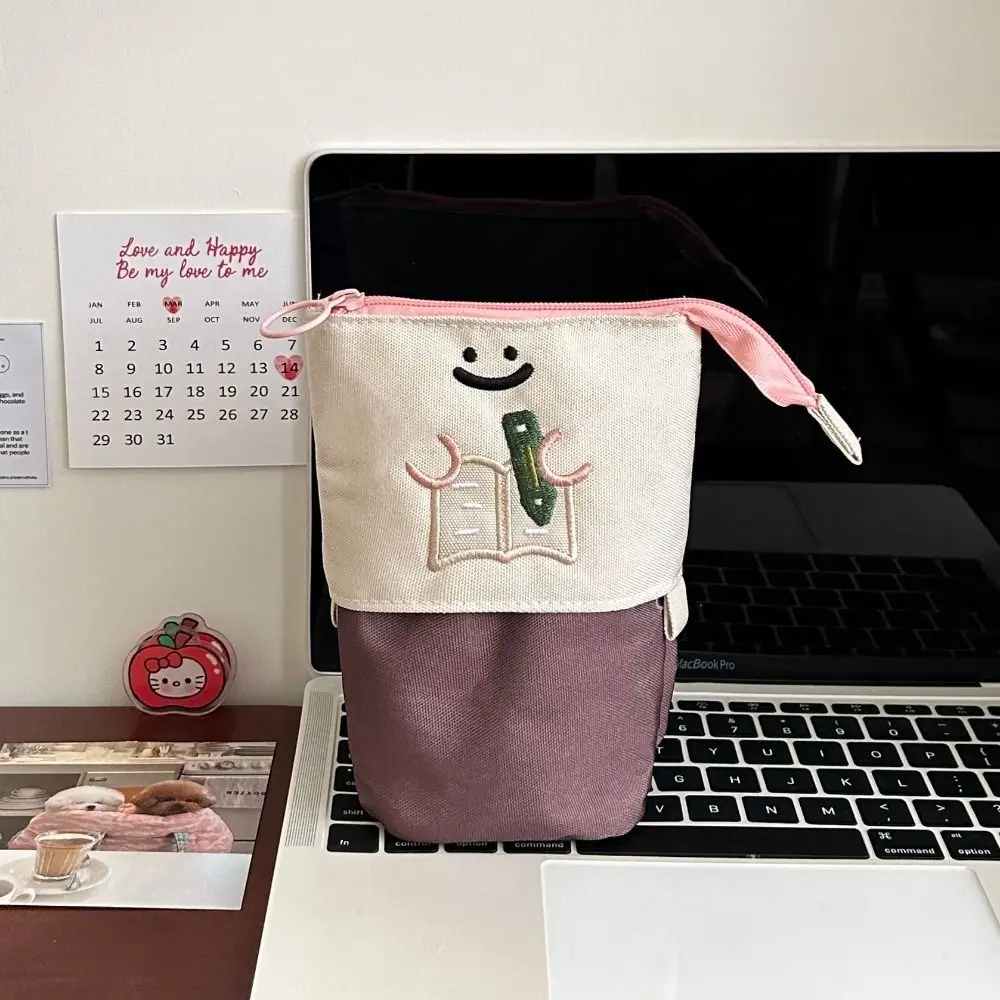 Cartoon Retractable Pen Bag Dirt-proof Large Capacity Stationery Bag Foldable Multifunctional Pencil Box School Office
