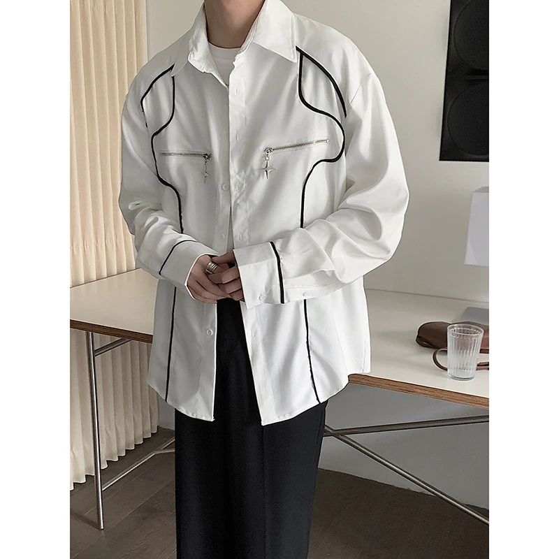 

Sli Men's Long Sve irt Trendy Brand Casual Korean Version Haome Guy Outerwear Spring Autumn New Arrival