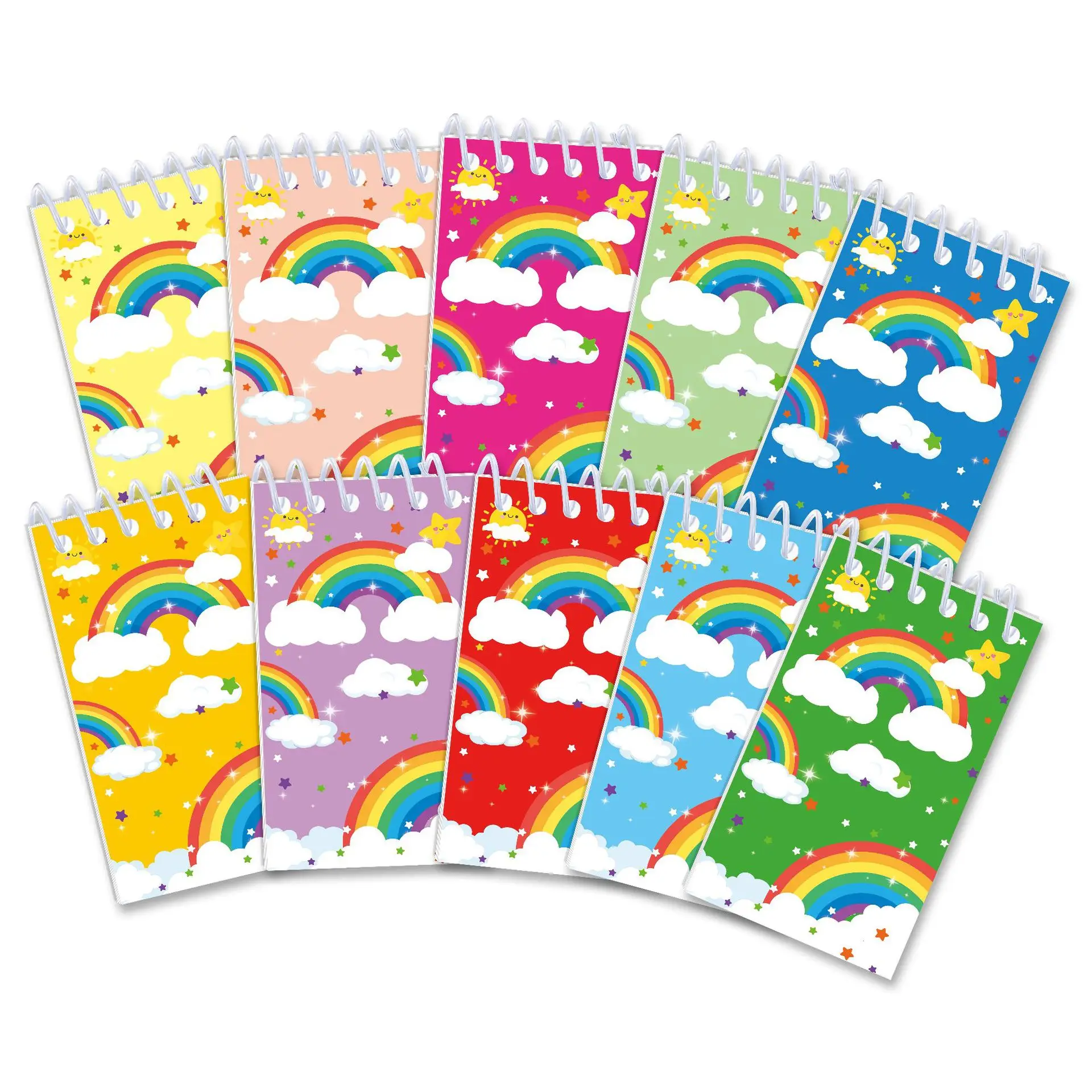 

10 шт., портативный блокнот с красочной радужной тематикой, мини-блокнот с облаком для детей, день рождения, детский душ, вечерние сувениры, школьные награды