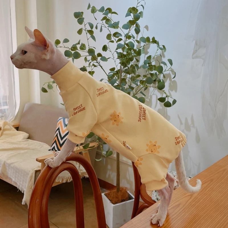 

Весеннее теплое пальто с котом Sphynx, одежда с котом без волос, мягкая хлопковая Милая Толстовка для котят Devon Rex