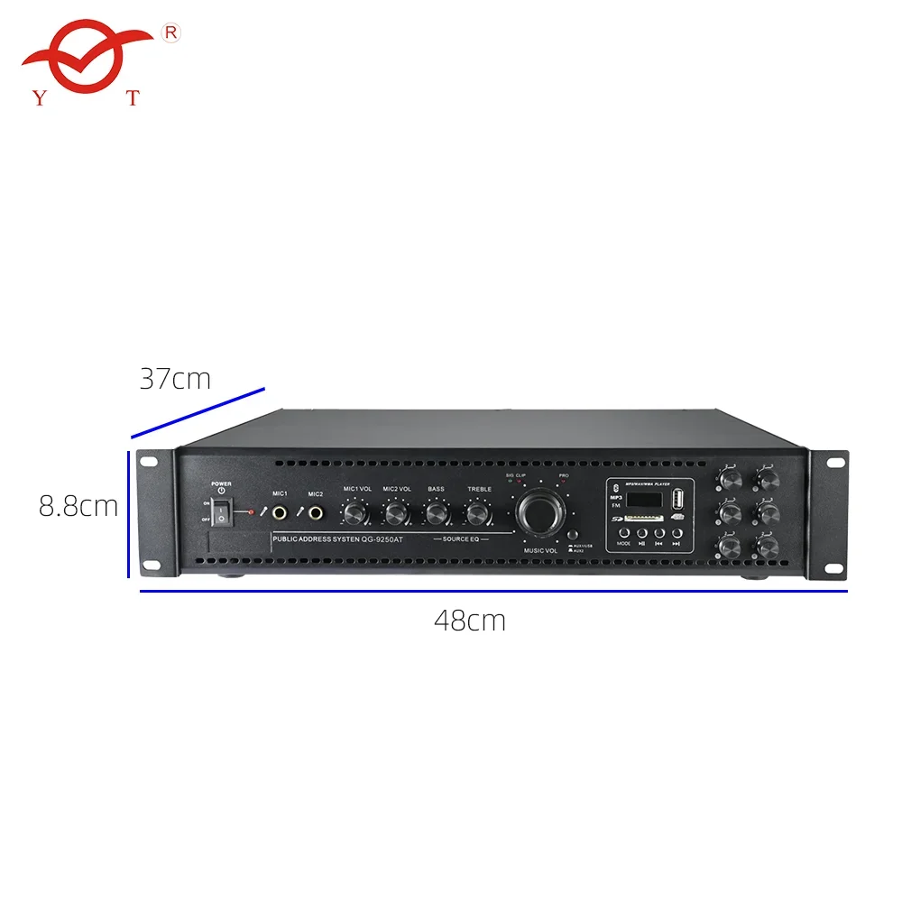 YATAO Independently 2U Digital Screen Display Emergency Broadcast Amplifier With Remote Control