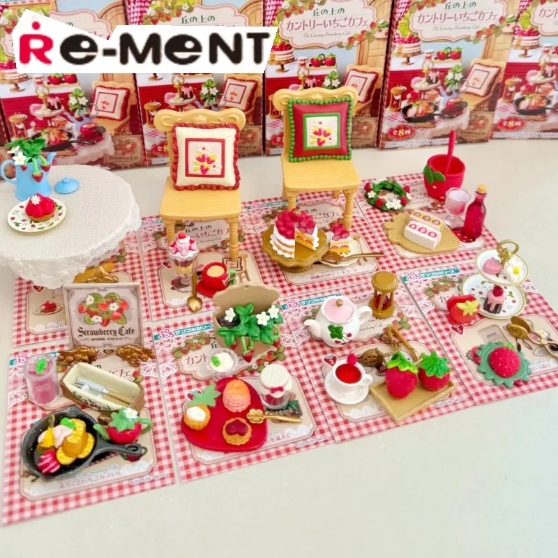 

Genuine Re-Ment The Country Strawberry Cafe Cosmetics Mini Scene Collection Desktop Decoration Simulation Model Birthday Gifts