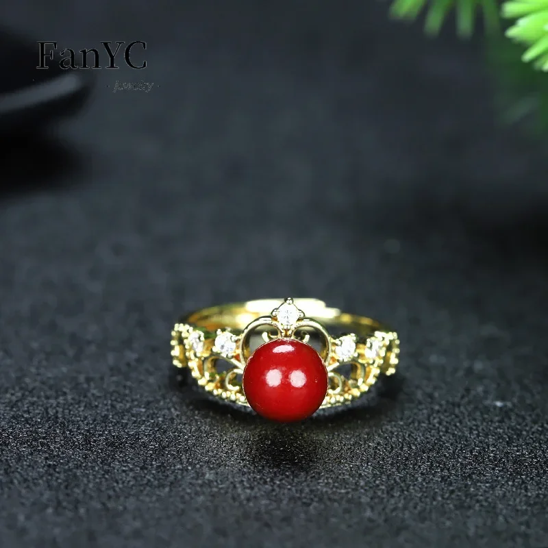 Natural High Content Cinnabar Inlaid Crown Earrings Ring Pendant Hand-carved Exquisite Fashion Cinnabar Necklace Ladies Gift