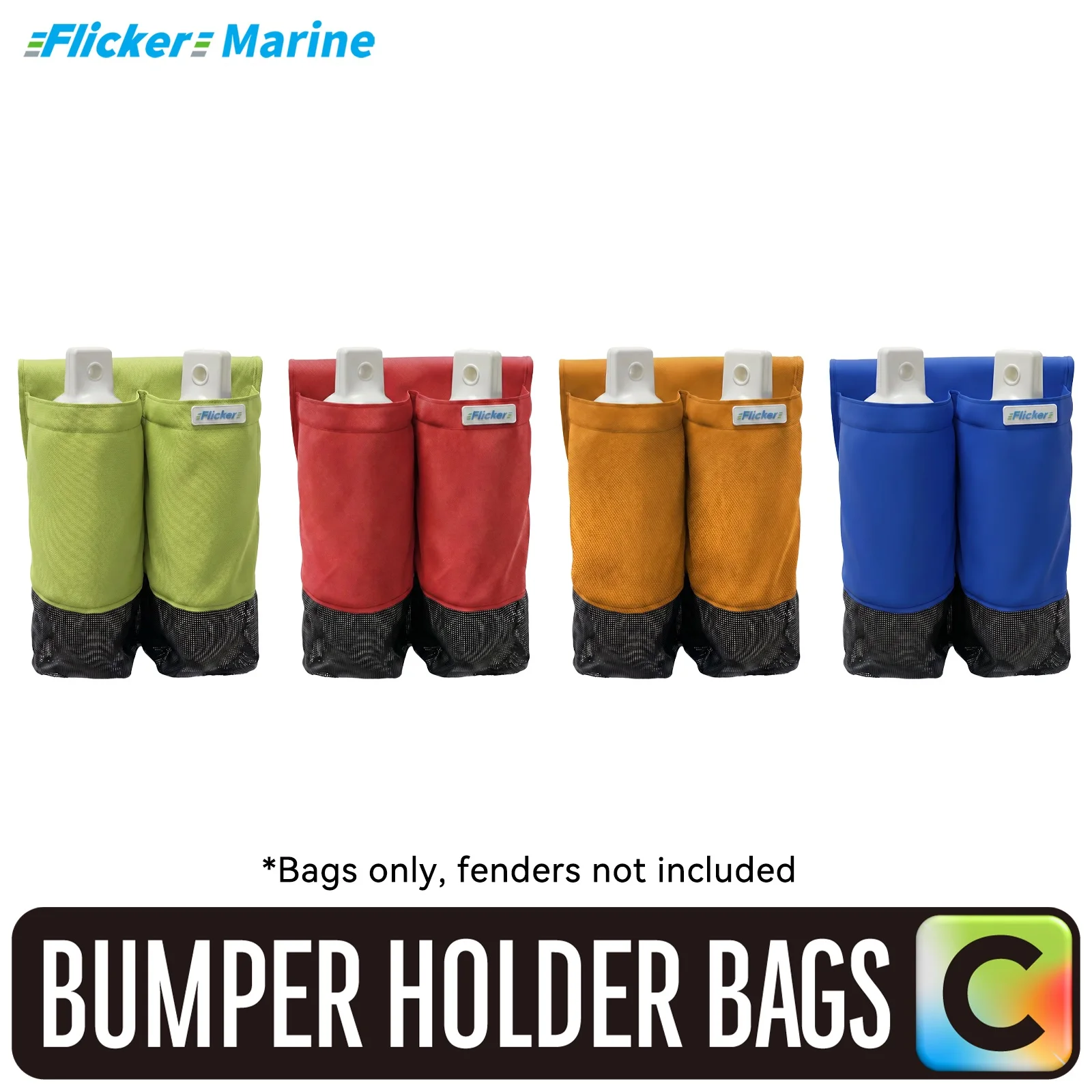 

FLICKER MARINE Colorful Bumper Holder Bags, Heavy Duty Marine Storage Bag, Reinforced Handles, Easy Carry & Secure Storage, Mult