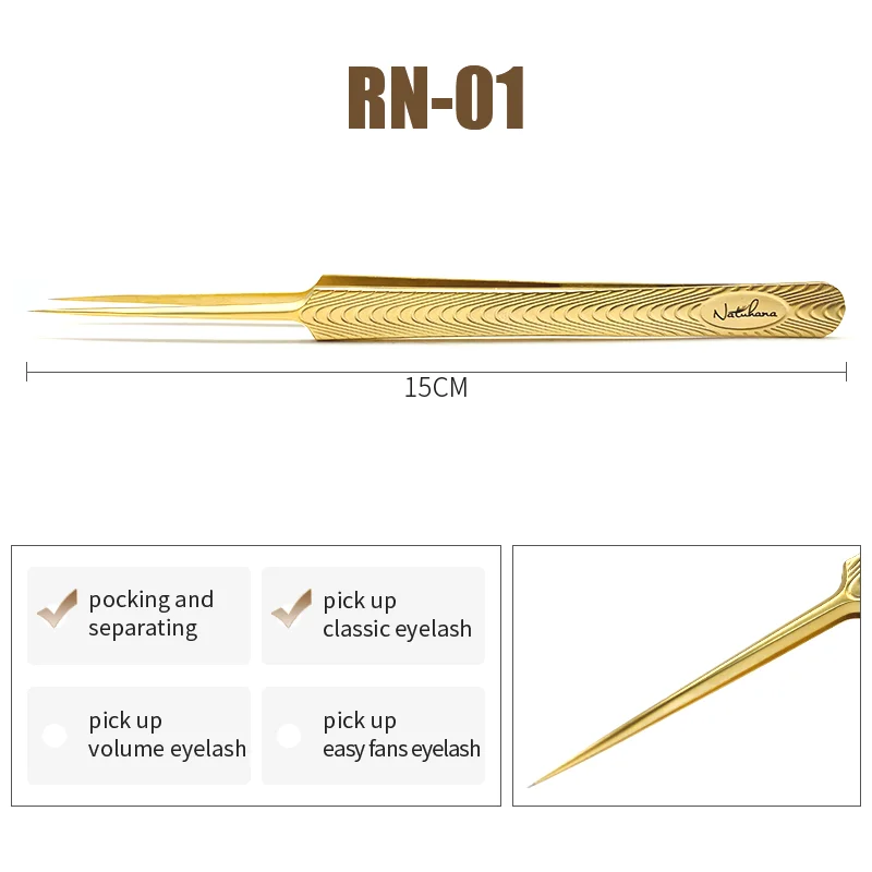 NATUHANA Antistatische gerade Wimpernverlängerungspinzette, industrielle Präzision, gebogene gerade Wimpern-Augenbrauenpinzette, Make-up-Tools
