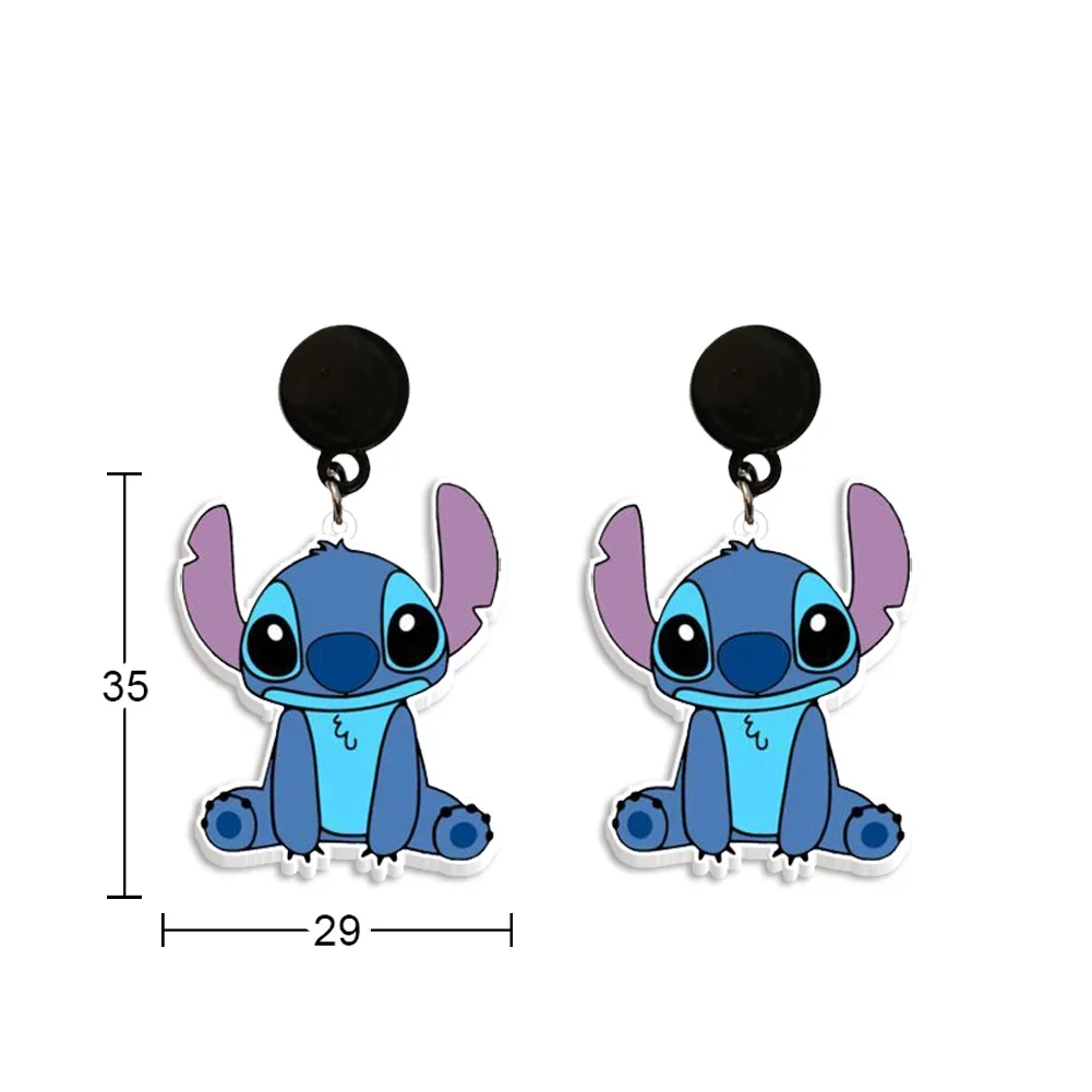 Śliczna figurka Stitch Disney akrylowe kolczyki postać z kreskówki Stitch Lilo wisiorek kolczyki w kształcie kropli do uszu Party biżuteria