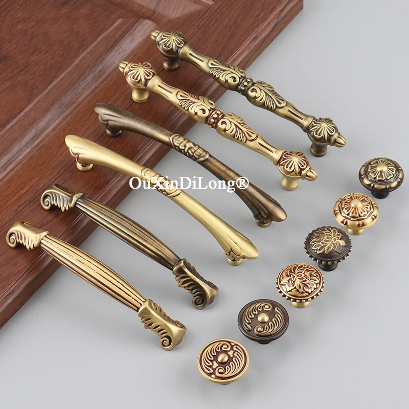 

Classic 8PCS Solid Pure Brass Antique Furniture Pulls Handles Drawer Pulls Cupboard Wardrobe Kitchen Shoe TV Cabinet Pulls Knobs