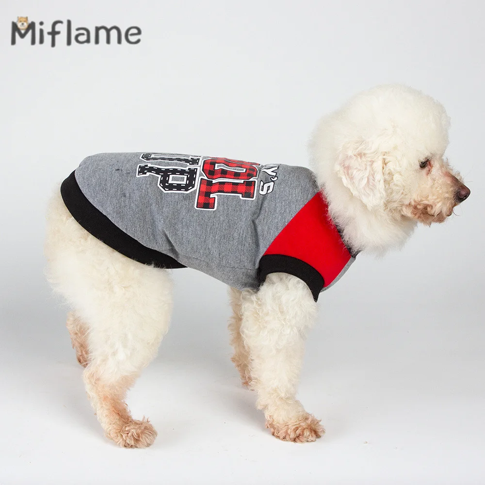 Miflame New Handsome T-shirt Small Dogs Clothes Teddy Bichon Schnauzer Large Size COOL Puppy Cotton Vest Pet Clothing