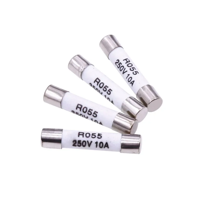 10pcs 5*25mm ceramic fuse Fusible Core Cylinder Cap 5x25MM 0.5A 1A 2A 3A 4A 5A 6A 8A 10A 15A 20A 25A 250V ceramic tube RO55