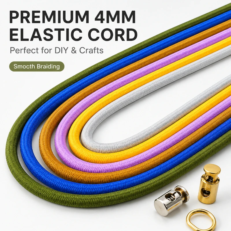 5-50Meters 4mm High Elastic Band For Women Hairband Colored Backpack Rubber Rope Garment Spring Stretch Cord DIY Belt Accessory