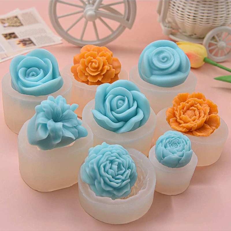 Blume Kerze Form Floral Aromatherapie Silikon Form DIY Blütenblatt Dropper Handgemachte Seife Gips Ornamente Auto Dekoration TMZ