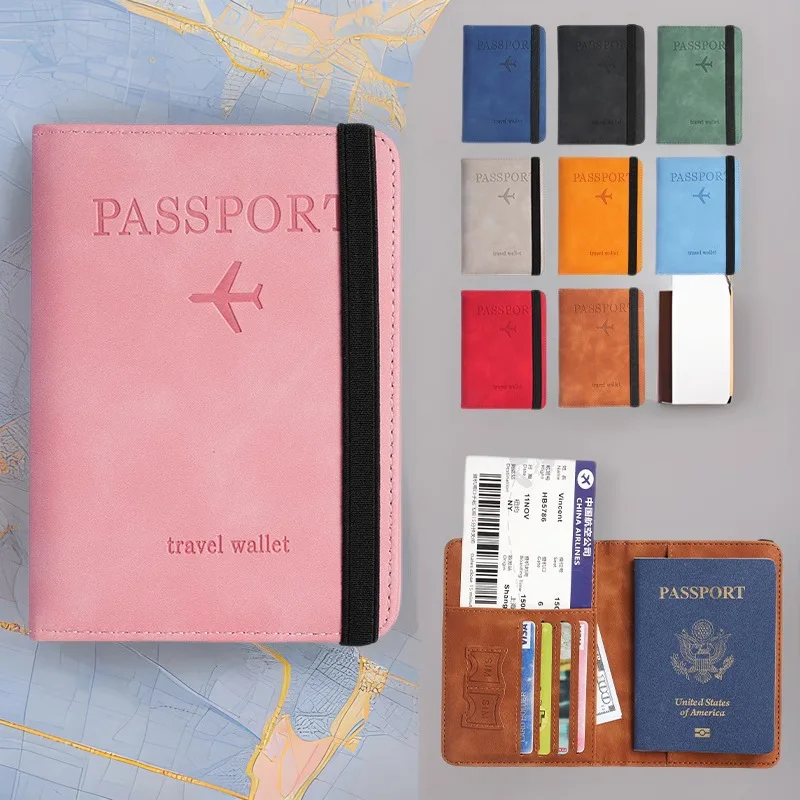 

1Pc PU Leather Passport Holder with ID Credit Card Slot Travel Wallet Portable Passport Cover Protective Case Sleeve