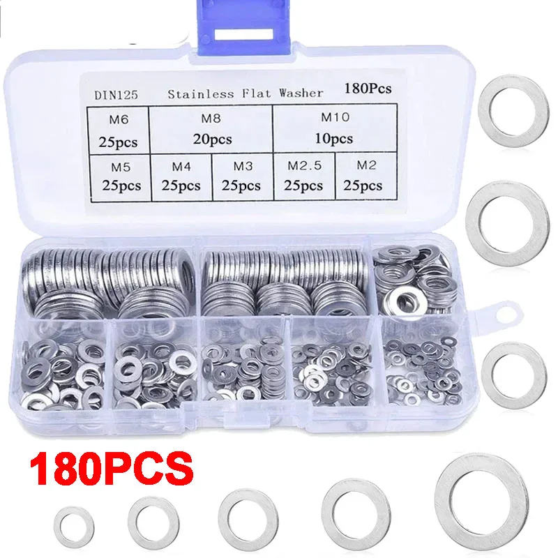 180 pz Kit Rondella Piatta In Alluminio M2-M10 Dimensioni Assortite Rondelle Piane Metriche Anelli di Guarnizione per la Riparazione di Macchine Idrauliche Automatiche FAI DA TE