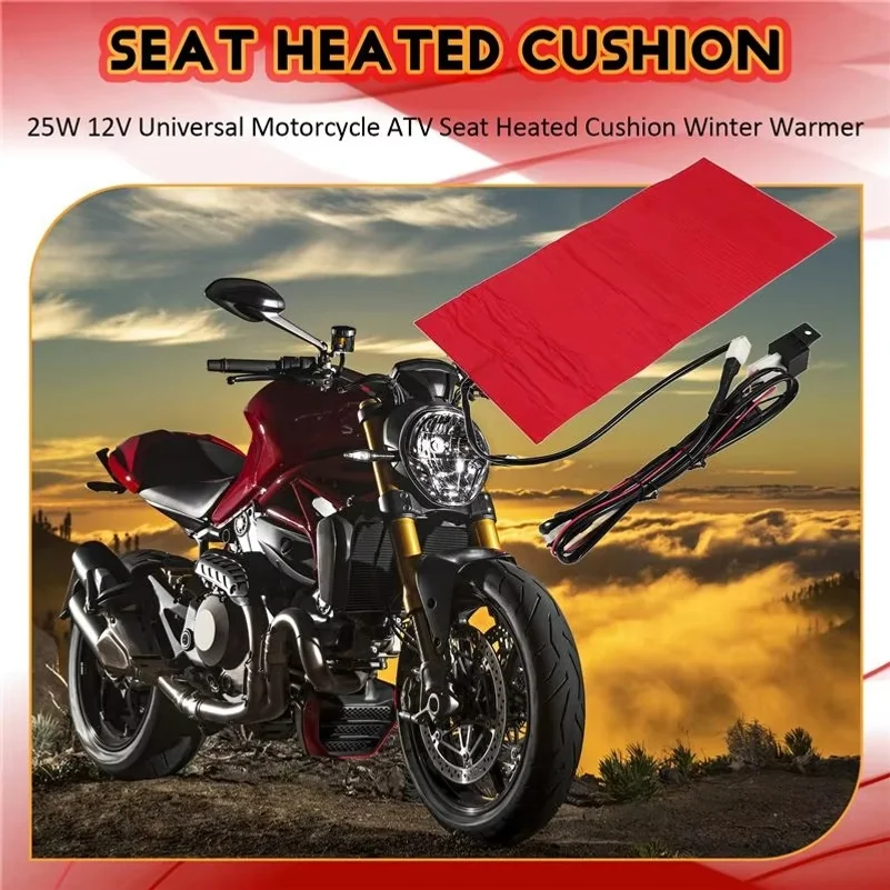 25W 12V Universal Motorcycle ATV Seat Heated Cushion Winter Warmer Waterproof Pad Heating Pad Mat-ABQA