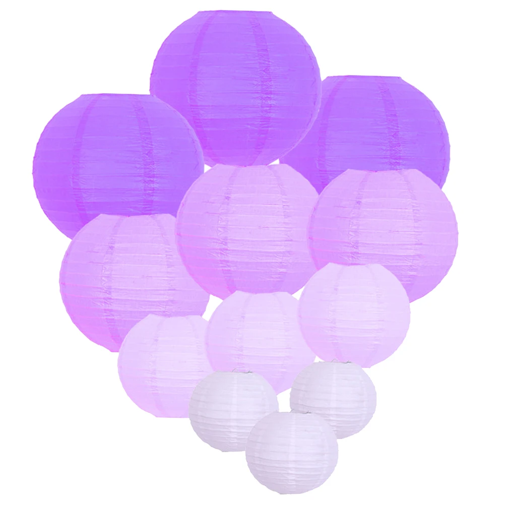 

12 Pcs Round Paper Lantern Lanterns Foldable for Decoration Hanging Decorative