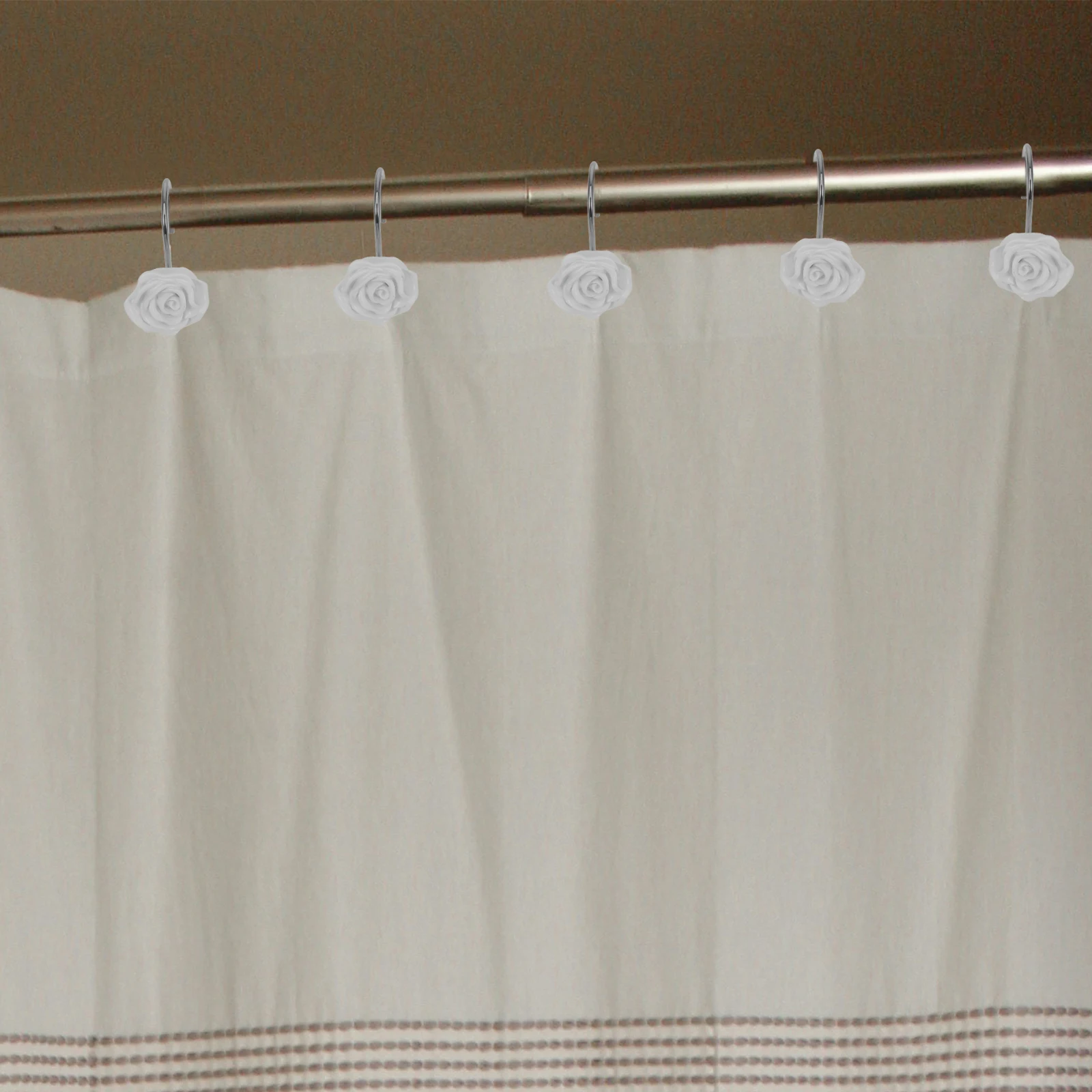

12pcs White Curtain Bathroom Decorative Accessories Flower Hooks for Shower Rod Household Rose Curtain Hook Shower Hooks